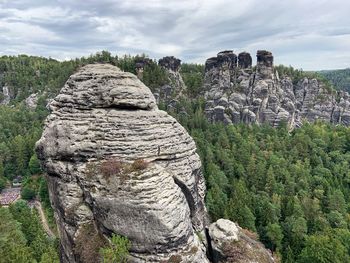 Rock formation on land against sky