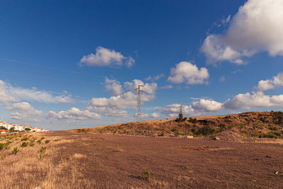 Scenic view of land against sky