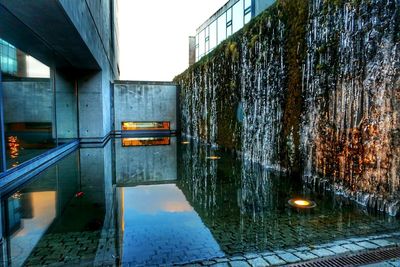 Reflection of buildings in water