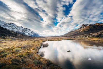 Scenic view of lake against sky