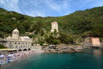 San fruttuoso, the abbey and the beach. liguria. italy