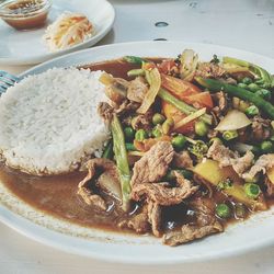 Close-up of meal served in plate