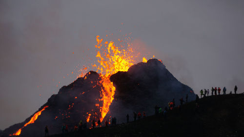 Panoramic view of bonfire