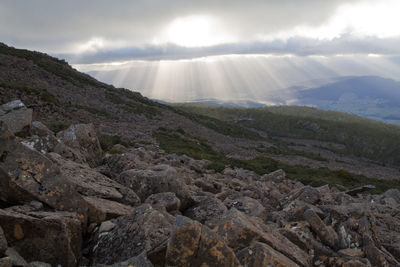 Scenic view of rocky mountains against sky