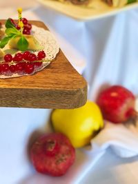 Close-up of fruits in plate