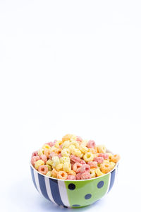 Close-up of food in bowl against white background