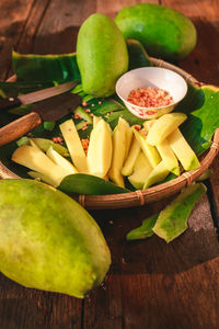 Close-up of food on table