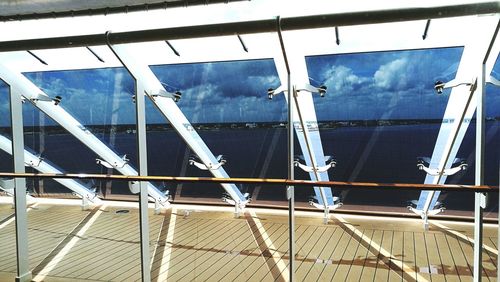 Close-up of boat against blue sky