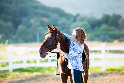 Horse standing in ranch