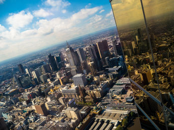 High angle view of city against sky