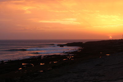 Scenic view of sea against sky at sunset