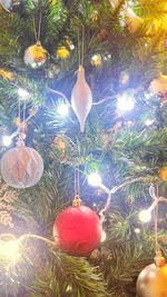 Illuminated christmas decoration hanging on tree