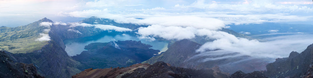 Panoramic view of mountains against sky