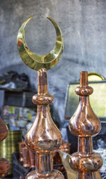 Close-up of glass bottle on table