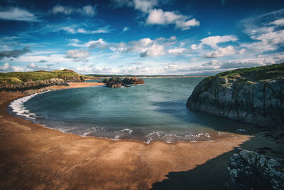 Scenic view of sea against cloudy sky