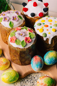Easter cakes and painted eggs. spring holiday. high quality photo