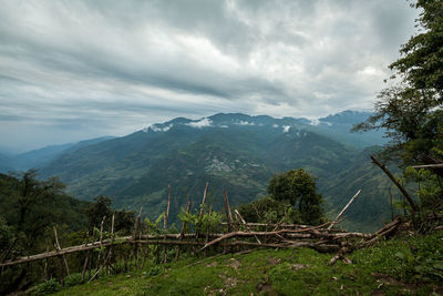 Scenic view of mountains against sky