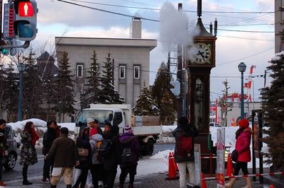 View of people in city