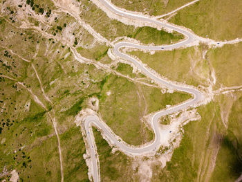 Winding and dangerous road from the high mountain pass in transalpina, romania