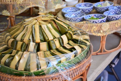 Close-up of cake for sale in market