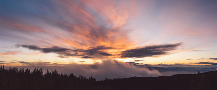 Scenic view of dramatic sky during sunset