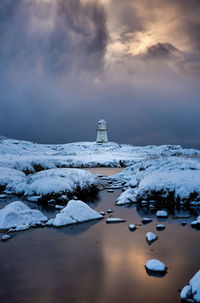 One of the lighthouses on vigra during a winter sunset, giske, Ålesund, sunnmøre, norway.