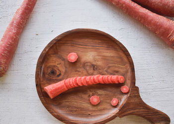 High angle view of food on table