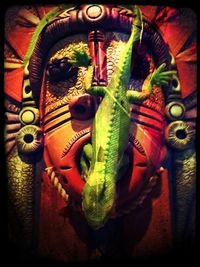 Close-up of dragon sculpture