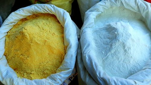 High angle view of bread for sale