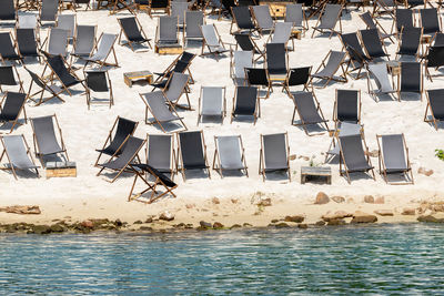 High angle view of people at beach