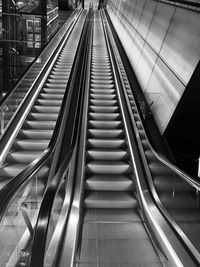 High angle view of escalator