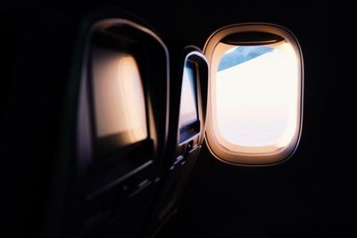 Close-up of airplane interior