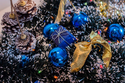 High angle view of christmas decoration