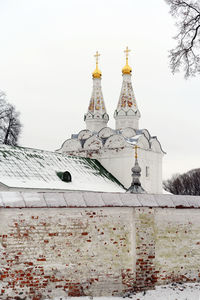 Close-up of built structure against clear sky