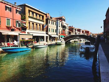 Boats moored at canal