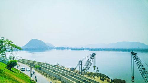 Panoramic view of sea against clear sky