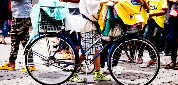 Low section of bicycle on street