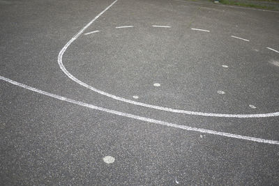 High angle view of basketball court