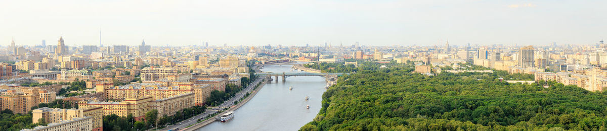 High angle view of buildings in city