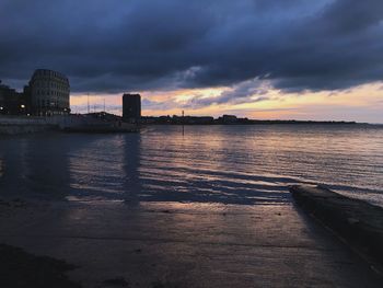 Scenic view of sea against sky at sunset