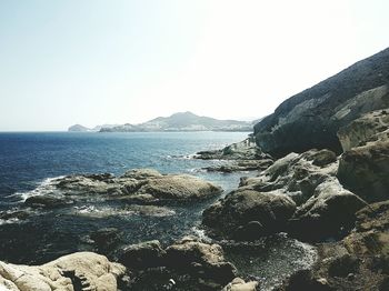 Scenic view of sea against clear sky