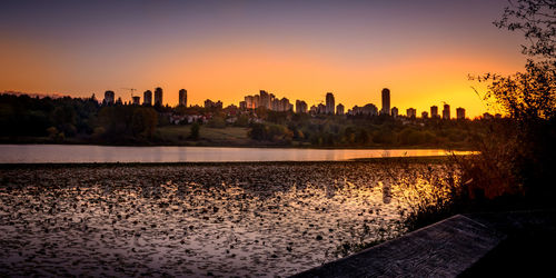 View of city at sunset