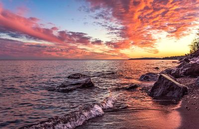 Scenic view of sea during sunset