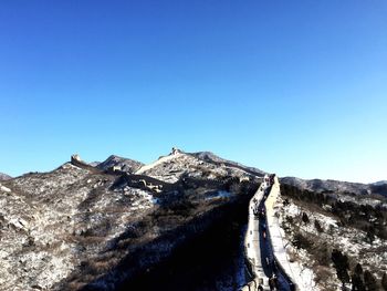 View of landscape against clear blue sky