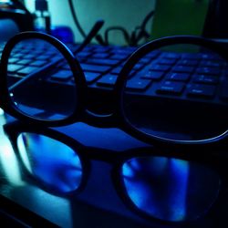 Close-up of computer keyboard on table