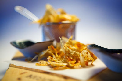 Close-up of food on table