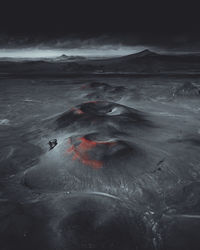 Scenic view of volcanic mountain against sky