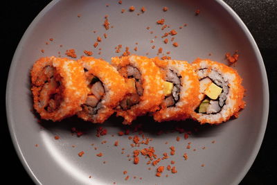 High angle view of food in plate