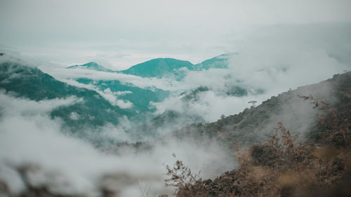 Scenic view of mountains against sky