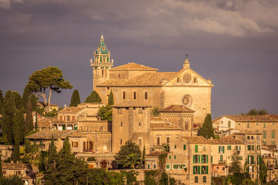 Historic building against sky, valldemossa, sunrice